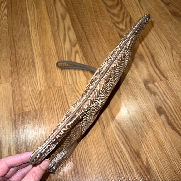 Vintage Palizzio taupe snakeskin‎ leather clutch wristlet shoulder bag - Picture 7 of 10